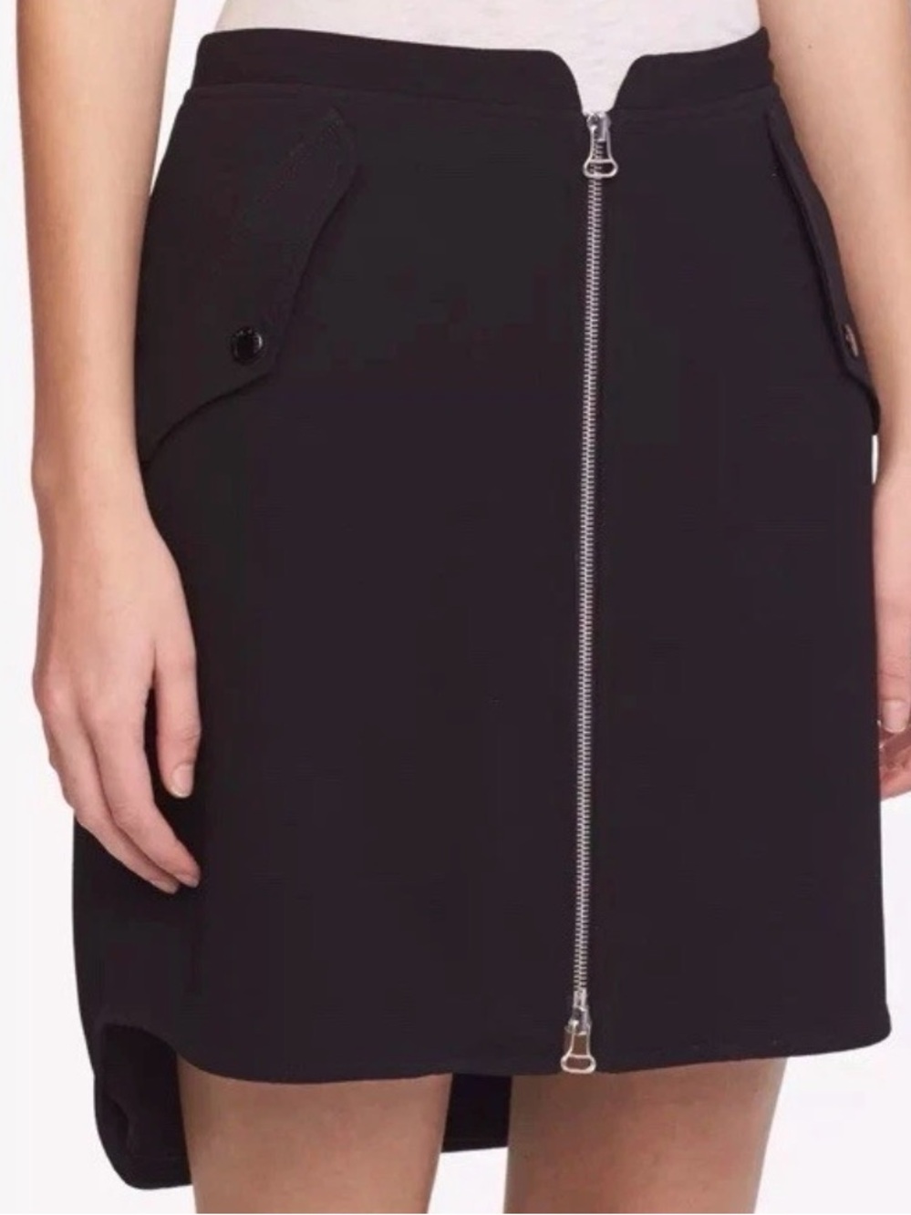 rag & bone Black A-Line Zip Skirt with Front Pockets